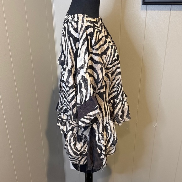 One Teaspoon Women’s XS Monochrome Patchwork Sheer Lightweight Blouse - Picture 3 of 7